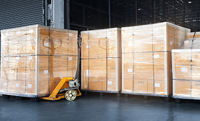 boxes secured on pallet