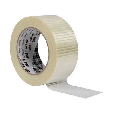 3M Clear Polypropylene 125 Micron Solvent Cross Weave Filament Tape 75mm x 50m Box of 12 Rolls