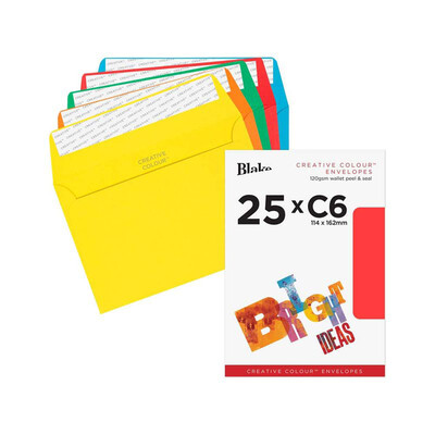 Purely Creative Colour Envelopes Assorted 15123 120gsm 25 Per Pack