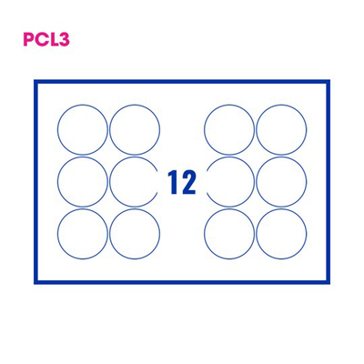 PCL3 Labels 76 76mm 12 Labels per Sheet