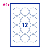 PCL 69mm White Round Labels 12 per Sheet