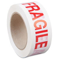 White Fragile Printed Polypropylene Solvent Packing Tape 48mm x 66m Box of 36 Rolls